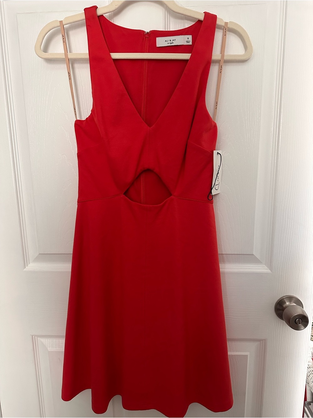 Ali & Jay Los Angeles Red V-Neck Cutout Fit-and-Flare Dress Sz:S NWT